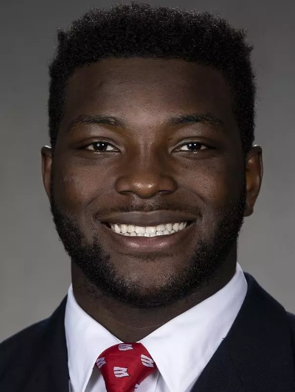 Wisconsin Badgers Maeme Njongmeta poses for a headshot Thursday, July 29, 2021, in Madison, Wis. (Photo by David Stluka/Wisconsin Athletic Communications)
