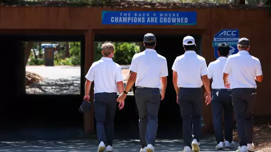 The Deacons men's golf team in round two at ACC Championships on Friday, April 24, 2026 at Shark's Tooth Golf Course in Panama City Beach, FL / Wake Forest Athletics