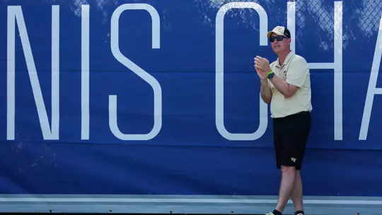 The Deacons' game against the Syracuse Orange in the ACC Tournament on Wednesday, April 15, 2026 at Cary Tennis Park in Cary, NC / Wake Forest Athletics