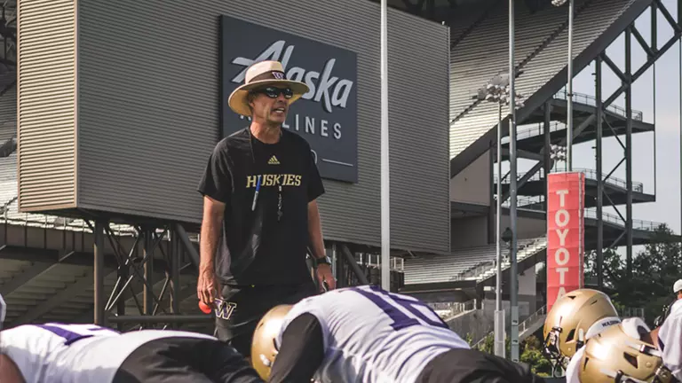 Football Chris Petersen Fall Camp