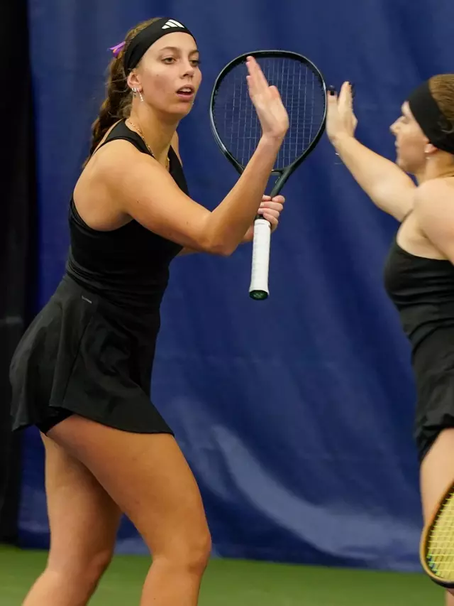 UW women’s tennis vs Portland on January 31, 2026. Photo by David Ryder