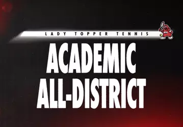 Graphic promoting the press release announcing WKU's selections on the CSC Women's Tennis Academic All-District Team
