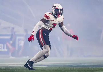 File photo of WKU Football safety Jaylen Lewis during the 2025 game at Louisiana Tech.