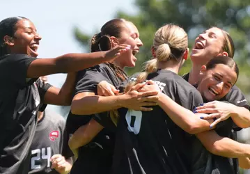 Defender Maggie Bellair (9)Defender Kora Kipley (26)Midfielder April McDonald (6) | Photo by Ethan Gallagher