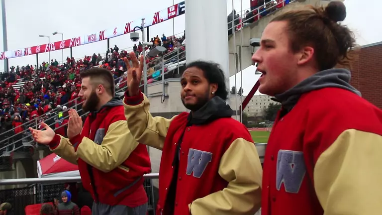 Cougar Flag Raiser: Nate DeRider, Peyton Pelluer, and Robert Lewis