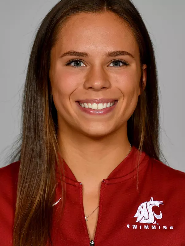 Members of the Washington State swimming pose for website roster pictures during poster photo day, Friday, Aug. 30, 2019 at Gibb Pool in Pullman, Wash.