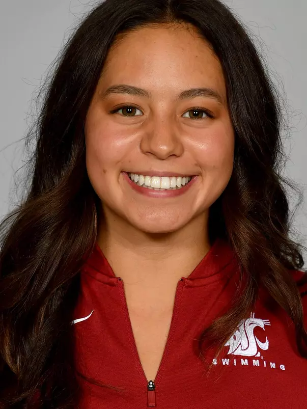 Members of the Washington State swimming pose for website roster pictures during poster photo day, Friday, Aug. 30, 2019 at Gibb Pool in Pullman, Wash.