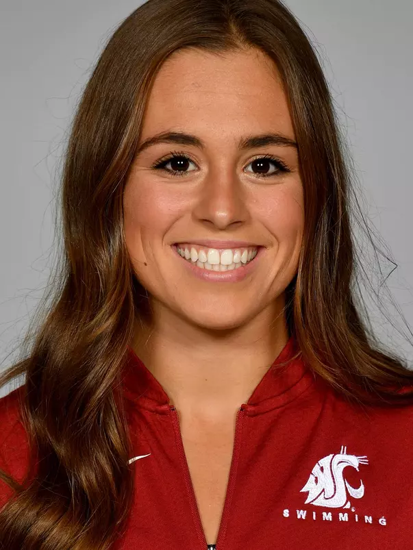 Members of the Washington State swimming pose for website roster pictures during poster photo day, Friday, Aug. 30, 2019 at Gibb Pool in Pullman, Wash.