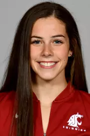 Members of the Washington State swimming pose for website roster pictures during poster photo day, Friday, Aug. 30, 2019 at Gibb Pool in Pullman, Wash.
