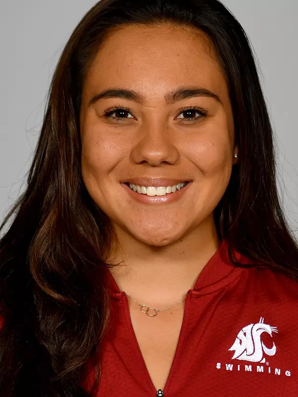 Members of the Washington State swimming pose for website roster pictures during poster photo day, Friday, Aug. 30, 2019 at Gibb Pool in Pullman, Wash.