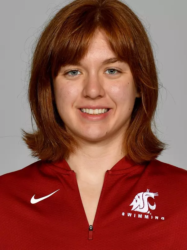 Members of the Washington State swimming pose for website roster pictures during poster photo day, Friday, Aug. 30, 2019 at Gibb Pool in Pullman, Wash.