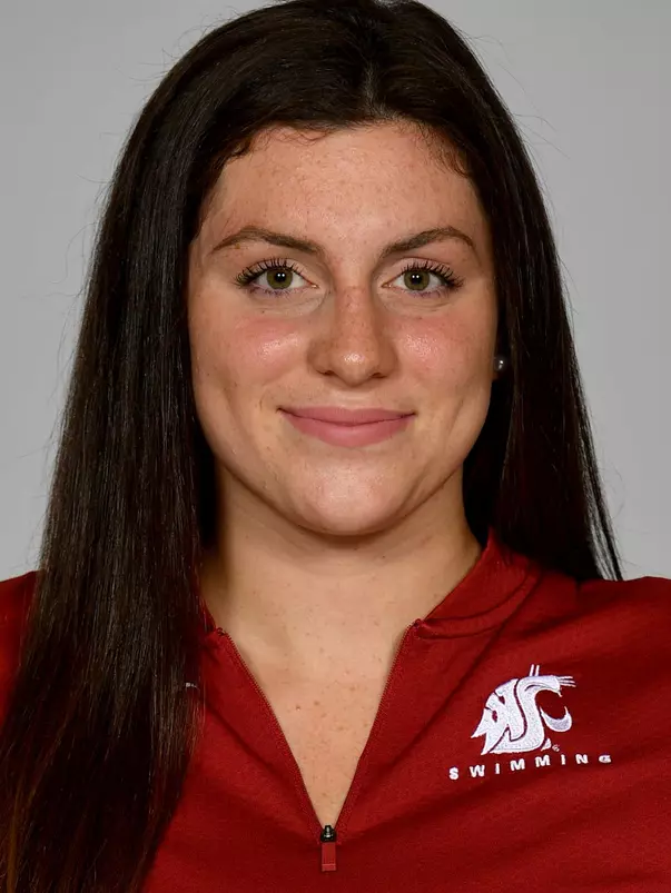 Members of the Washington State swimming pose for website roster pictures during poster photo day, Friday, Aug. 30, 2019 at Gibb Pool in Pullman, Wash.