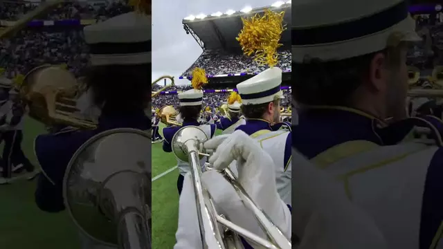 Poster image for In case you ever wondered what the Husky Marching Band sees 👀🎺 #GoHuskies #collegefootball
