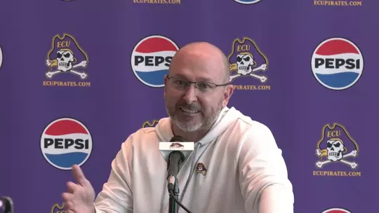 Poster image for ECU Head Football Coach Blake Harrell Weekly Press Conference (Nov. 3, 2025)