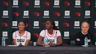 Scott Rueck, Néné Sow, Tiara Bolden | Oregon State WBB Presser vs. Portland