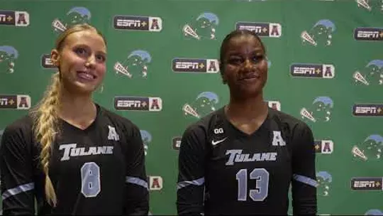 Poster image for Volleyball Postgame: Ava Derbes & Lauryn Mack