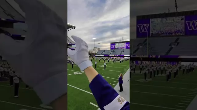 Poster image for This view is brought to you by our Drum Majors 😎 #drummajor #gohuskies #marchingband