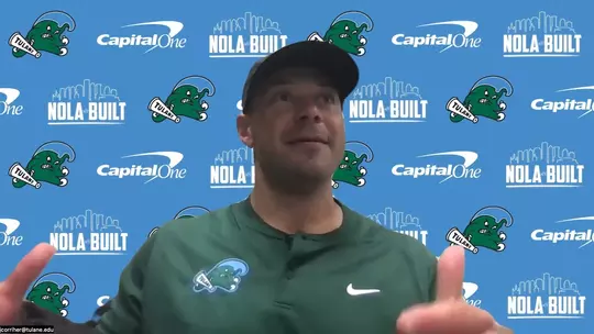 Poster image for Postgame at Memphis: HC Jon Sumrall, LB Makai Williams, QB Jake Retzlaff