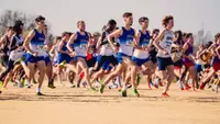 Men's cross country runs at the 2025 Midwest Regional