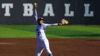 Maura Moore delivers a pitch against Pitt
