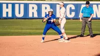 Claira Skaggs celebrates a double against Oklahoma State