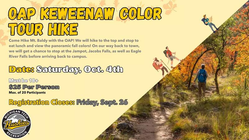 Oap Color OAP Keweenaw Color Tour Hike - Michigan Technological University Recreation