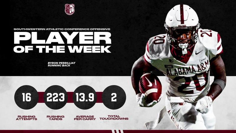 Alabama A&M football: Perrilliat Selected SWAC Offensive Player of the Week