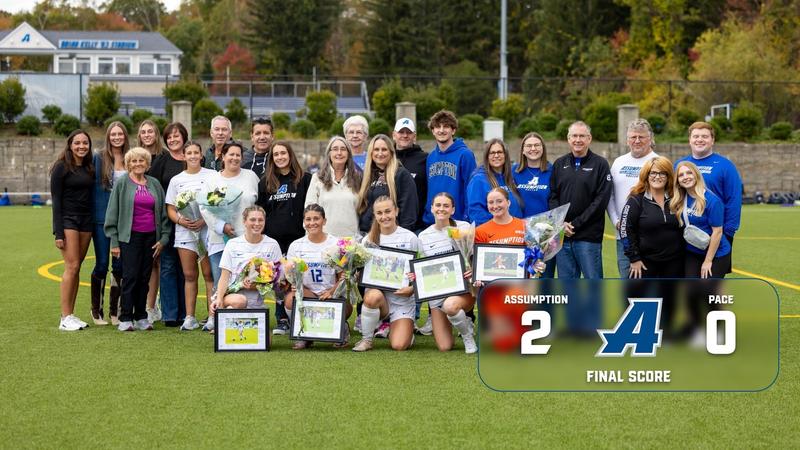 Assumption Rockets Soccer Women's Soccer downs Pace, 2-0 on Senior Day - Assumption University