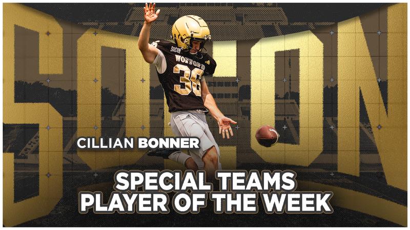 Wofford football: Bonner Named SoCon Special Teams Player of the Week