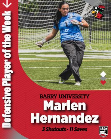 Hernandez Named SSAC Women's Soccer Defensive Player of the Week