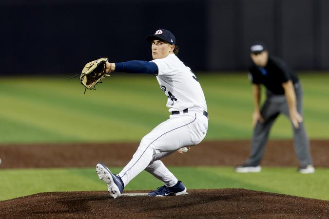 DBU Patriots vs Binghamton Bearcats in a NCAA college baseball game at Horner Ballpark on Friday, February 13, 2026 (Photo by Eddie Kelly / ProLook Photos)