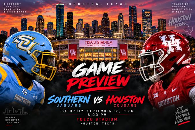Southern football: Southern Jaguars Set for Road Test Against Houston at TDECU Stadium