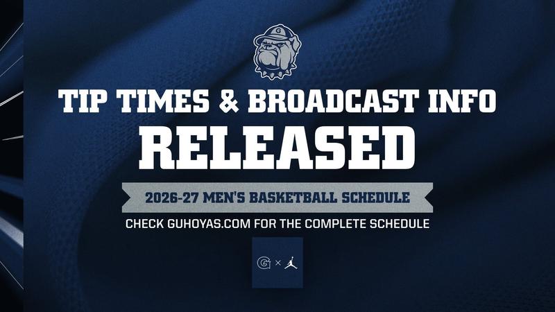 Graphic announcing the 2026-27 MBB tip times and broadcast information