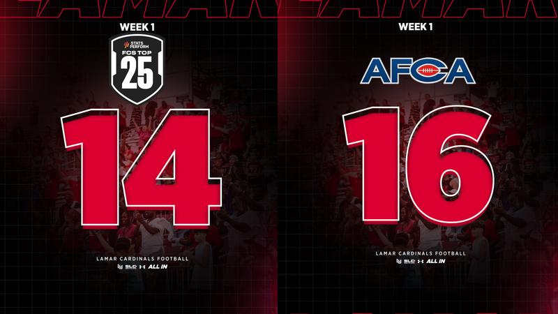 Lamar football: Cardinals Jump in Polls After Season-Opening Top 25 Victory