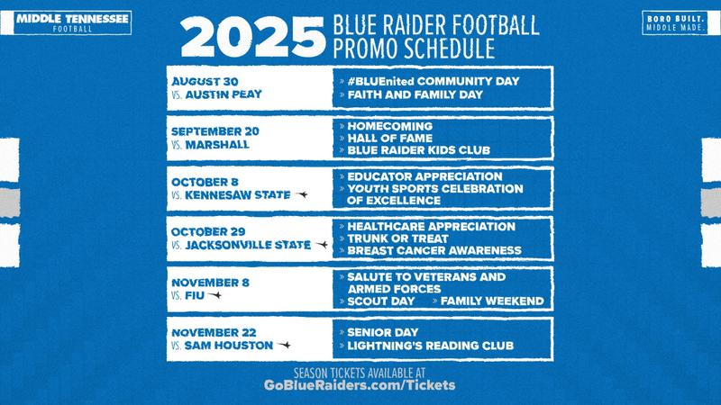 2025 Football promotional schedule is set - Middle Tennessee State University Athletics