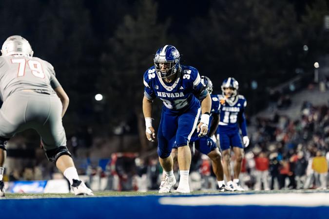 Dylan LaBarbera lined up waiting for the snap