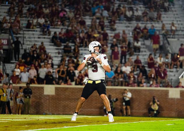 Trey Hedden drops back to pass at Florida State on Aug. 29, 2026