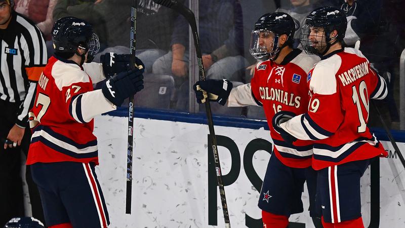 UNIVERSITY PARK, Pa. – Led by a pair of goals from George Krotiris, the RMU men's hockey team earned its first win of the season with a 5-2 victory over Penn State Tuesday night at Pegula Ice Arena. With the win, the Colonials improve to 1-4 overall, while the Nittany Lions fall to 0-4.