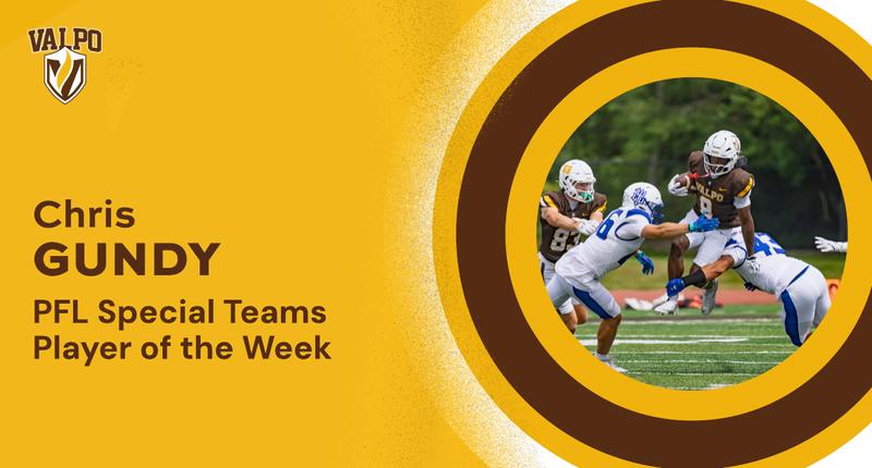 Valparaiso football: Gundy Named PFL Special Teams Player of the Week