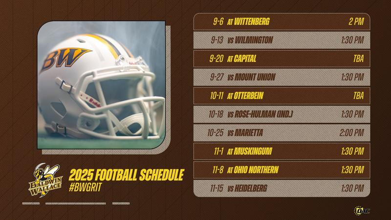 Baldwin Football Roster Football Announces 2025 Schedule - Baldwin Wallace University