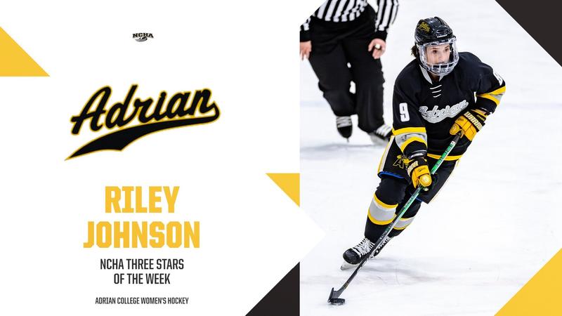 Riley Johnson Earns Third NCHA Three Stars of the Week Honor - Adrian ...