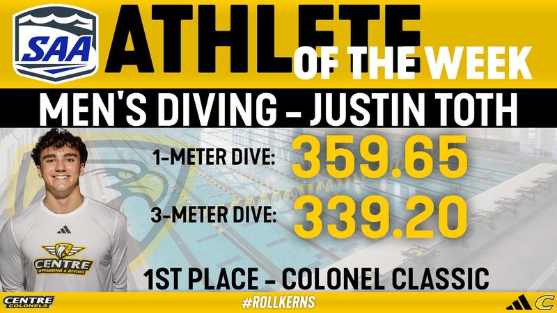Justin Toth Justin Toth wins SAA Men's Diver of the Week for 3rd time - Centre ...