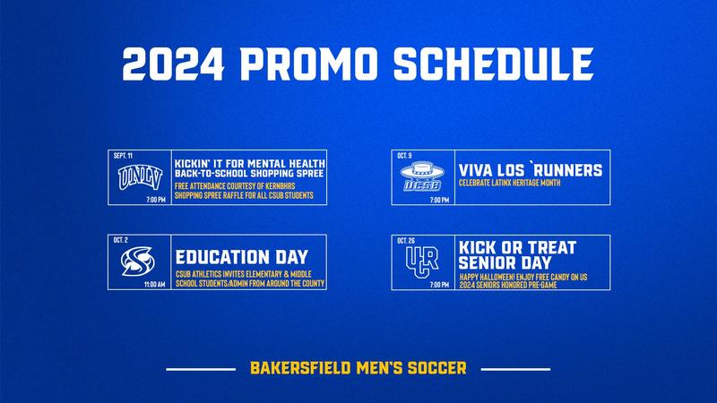 CSUB Men's Soccer 2024 Promotional Schedule - California State ...