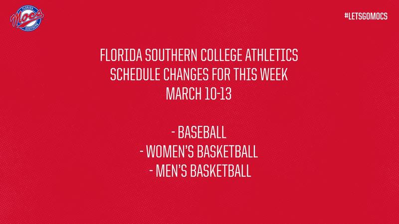 Fscc Baseball FSC Schedule Changes For March 10-13 - Florida Southern College
