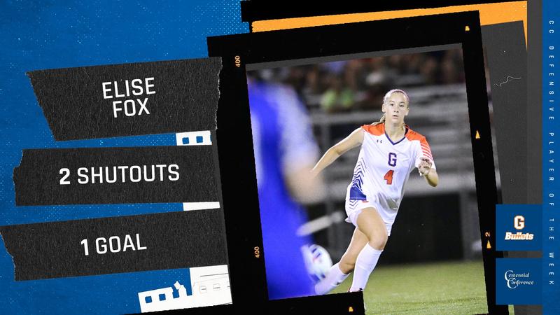 Fox Defensive Position Fox named CC Defensive Player of the Week - Gettysburg College Athletics