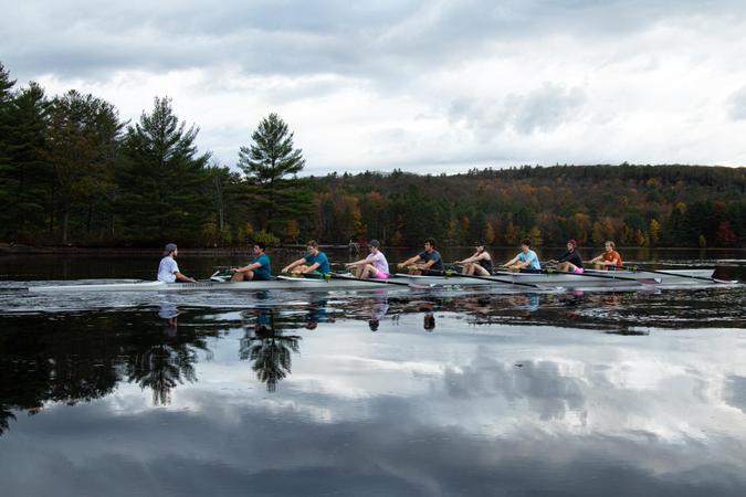 Queenwood Rowing Men's rowing sweeps opponents on Lake Quinsigamond - Bates College