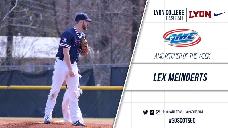 Amf Pitcher Meinderts Named AMC Pitcher of the Week - Lyon College