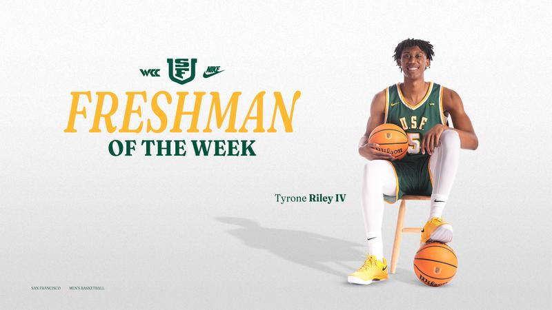Tyrone Riley IV Named WCC Freshman of the Week for Second Time ...