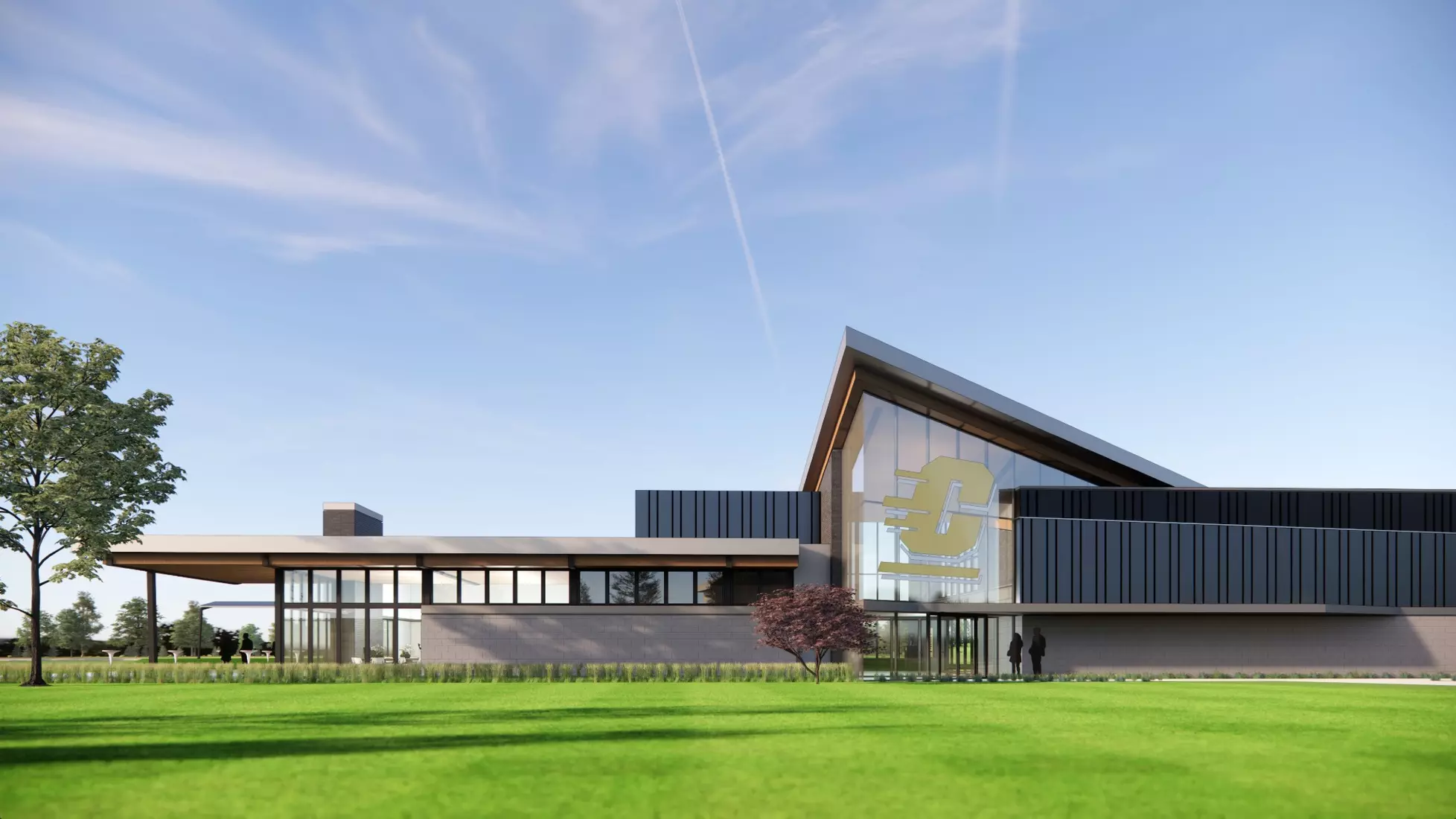 Renderings of the new on-campus Central Michigan Indoor/Outdoor Golf Facility