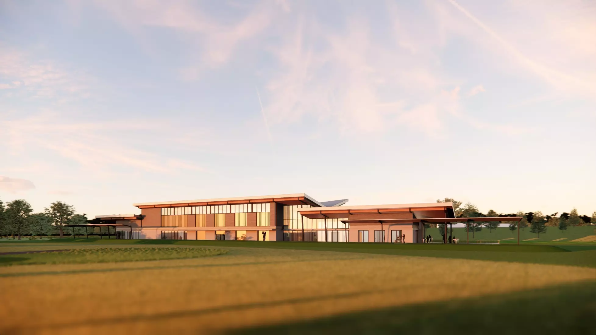Renderings of the new on-campus Central Michigan Indoor/Outdoor Golf Facility
